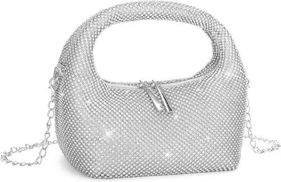 Productafbeelding van Famanu clutch, elegante handtas met strass-versiering - zilver of goud