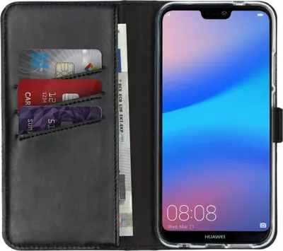 Obrázok produktu pre Selencia Originálne kožené puzdro na knihy pre Huawei P20 Lite - čierne