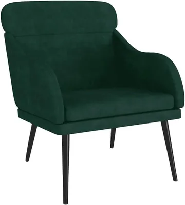 Produktbild von Moderner Sessel in Dunkelgrün, 63 x 76 x 80 cm, aus Samt mit gepolsterter Rückenlehne und Armlehnen, stabilem Metallgestell für Wohnzimmer, Schlafzimmer und kleine Räume