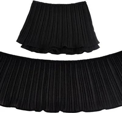 Productafbeelding van Gekreukeld zwart chiffonlint, 17 cm, elastische polyesterkant voor doe-het-zelf projecten en accessoires
