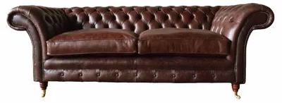 Zdjęcie produktu dla Sofa, trzyosobowa, tapicerowana, do salonu, Chesterfield, skórzana