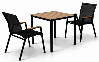 Zdjęcie produktu dla Zestaw mebli ogrodowych balkon taras stół + 2x krzesła Polinka 2 os. czarny
