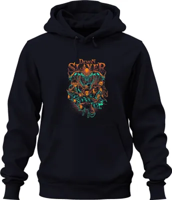 Zdjęcie produktu dla Bluza z kapturem Uni Demon Slayer Kimetsu no Yaiba Tanjiro Nezuko Zenitsu Inosuke, Granatowy, XXL