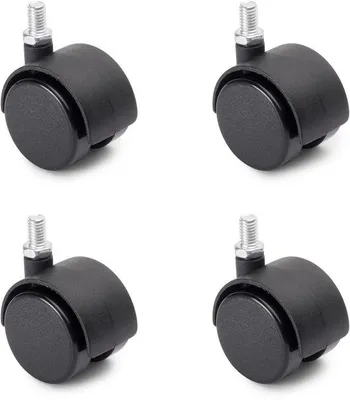 Obrázek produktu pro Sada 4 nábytkových koleček bez brzdy a s kuličkovými ložisky, průměr 50 mm, šrouby se závitem M4x12