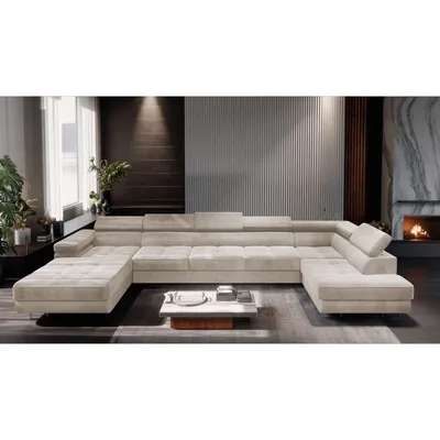 Produktbild von MUFFO Ecksofa U-Form Rechts WILD MAXI U mit Schlaffunktion 125x318 Velours Beige