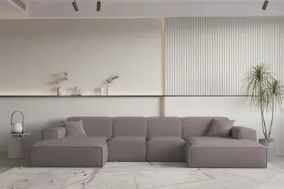Produktbild von Wohnlandschaft U-Form CELES PREMIUM XS in Stoff Ascot Bukla Taupe