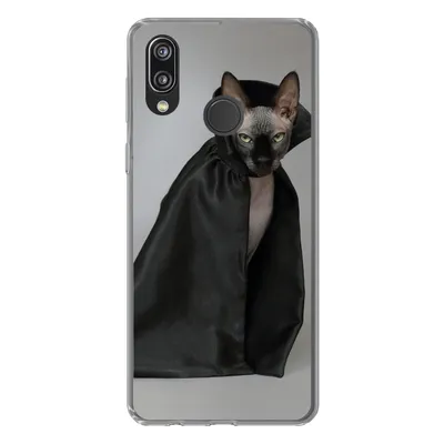 Produktbild von MuchoWow® Handyhülle Schutzhülle Hülle für Huawei P20 Lite (2020) Katze - Umhang - Schwarz Silikon Softcase Handy Hülle - Kartenhalter