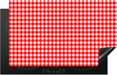 Produktbild von KitchenYeah© Herdabdeckplatte Rot - Rustikal - Muster , 85x52cm, Küche Deko, Glaskeramikkochfeld Herdabdeckung, Abdeckplatte fùr Kochfeld