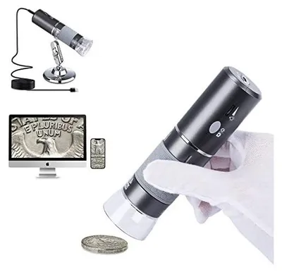 Zdjęcie produktu dla Mikroskop cyfrowy HD 8MP 3840x2160p WiFi iPhone Android Telefon Windows Mac PC, WLAN Mikroskop ręczny, przenośny stojak dorośli dzieci