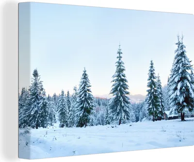 Produktbild von OneMillionCanvasses® - Leinwandbilder - 140x90 cm, Winter - Schnee - Bäume, Wandbilder Kunstdruck Wanddekoration - Foto auf Leinwand - Gemälde auf Holzrahmen