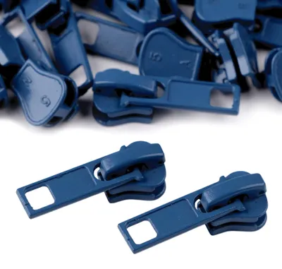 10 Zipper für Profil-Reißverschlüsse m. 5mm Profilschiene stahlblau