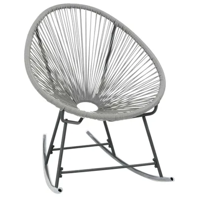 Image de vidaXL Fauteuil à bascule lunaire Gris Poly rotin