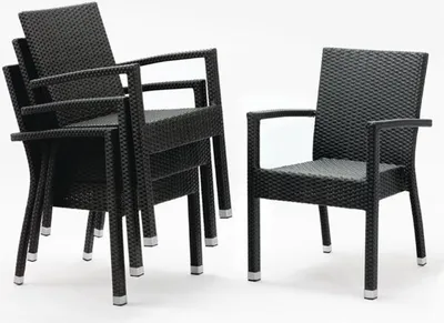 Zdjęcie produktu dla Krzesła Bolero z podłokietnikami w wykończeniu rattanowym, antracyt, 4 sztuki