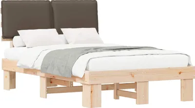 Zdjęcie produktu dla vidaXL Rama łóżka z tapicerowanym zagłówkiem Taupe 120 x 200 cm
