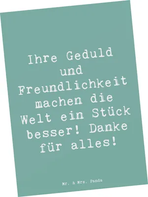 Produktbild von Mr. & Mrs. Panda Ansichtskarte Spruch Erzieher-Dank - Meeresbrise - Geschenk, Postkarte, Danke sagen, Bedanken, Freundschaft, Postkarten, Engagement, Grußkarte, Geduld