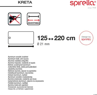 Obrázok produktu pre Sprchový záves Spirella Kreta matný čierny 125-220 cm výsuvný z hliníka