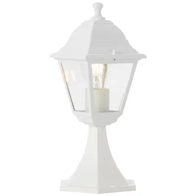 Image de Borne extérieure NISSIE blanche - Brillante - Métal/verre - IP44 - 1 x E27 60 W