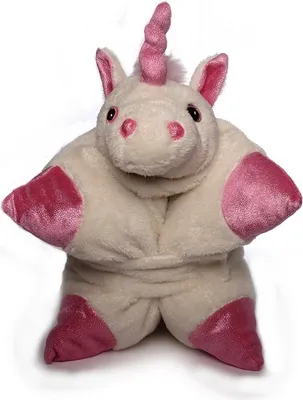Produktbild von Plüsch Kissen  Einhorn, 2 in1 Klettkissen und  Kuschelkissen - Kuscheltier, Schmusekissen, Stofftier ,Plüsch-Kinderkissen Plüschtier- Faltkissen , 1 Stück