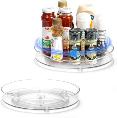 Produktbild von Drehteller Organizer 360°,Kühlschrank und Gewürzregal drehbar, 23,5 cm, rutschfest, BPA-frei, für Schrank, Bad und Küche