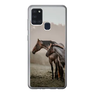 Produktbild von MuchoWow® Handyhülle Schutzhülle Hülle für Samsung Galaxy A21s Pferde - Nebel - Wiese Silikon Softcase Handy Hülle - Hartschale