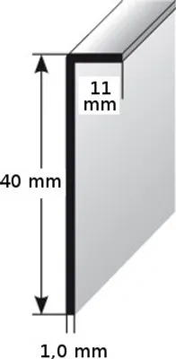 Produktbild von Einklebe-Sockelleiste für Designbeläge, Höhe: 40 mm, Breite: 11 mm, aus mattem Edelstahl, ungebohrt, Typ: 452