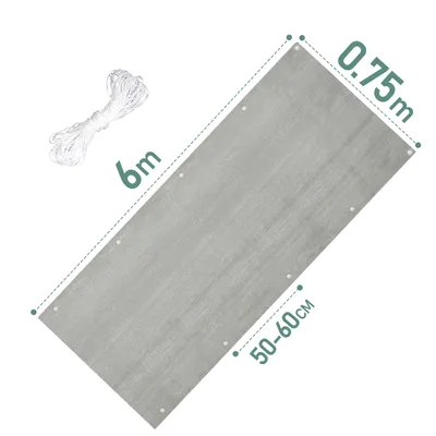 Obrázok produktu pre Balkónová zástena 75 X 600 cm kryt balkóna balkónové zásteny balkónová zástena balkónové obloženie ochrana proti UV žiareniu HDPE záhradná sivá