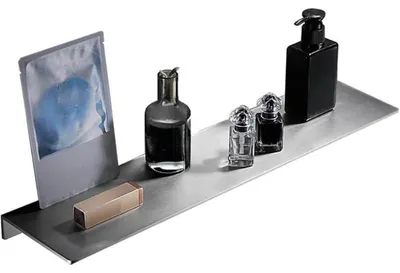 Image de Étagère de douche sans perçage, 40 cm, en acier inoxydable SUS304, finition brossée, adhésive, pour fixation murale