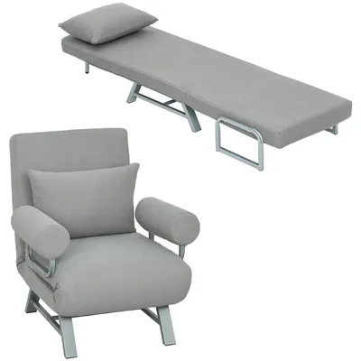 Produktbild von 3-in-1 Schlafsessel - Schlafsofa - Nicht klappbar - Verstellbare Rückenlehne - Zylindrische Armlehne - 188 cm Chaiselongue - Hellgrau