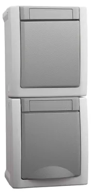 Image de Combinaison prise/interrupteur vertical FR-AP IP54 grand - Combinaison interrupteur/prise dans le mur 90591098-DE