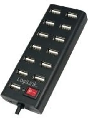 Produktbild von LogiLink USB 2.0 Hub, 13 Port, mit Ein-/Ausschalter, schwarz Anschluss 13 x USB, Übertragungsrate: 480 MBitt/Sek (UA0126)