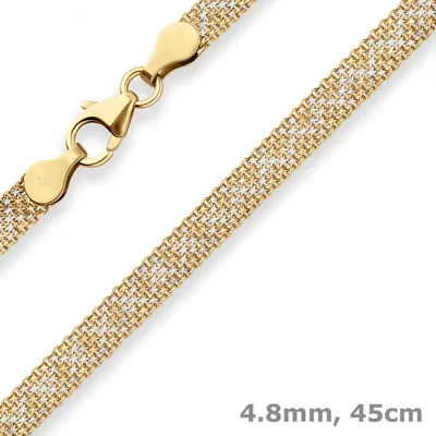 4-8mm-Geflechte-Kette-Collier-aus-375-Gold-gelb-weiß-45cm
