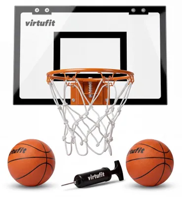 Image de Panier de basket VirtuFit Pro Mini avec 2 ballons et pompe Noir