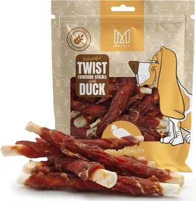 Produktbild von Hundeleckerli - Hautstäbchen umwickelt mit Entenfleisch Mersjo 500g
