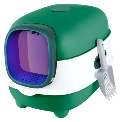 Immagine prodotto di Lettaia autopulente - Lettiera chiusa XXL - Disinfezione UV - Doppio ingresso - A prova di odori - 40x39x56 cm - Verde
