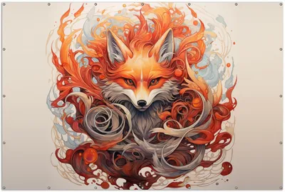 Produktbild von Wallario XXL Outdoor-Poster für Garten oder Balkon, Motiv Flammenfuchs, in ca. 300 x 200 cm