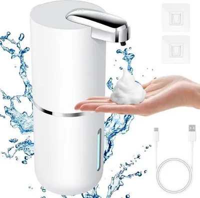 Produktbild von Famanu Automatische Seifenspender mit Infrarotsensor - 400 ml wiederaufladbarer Schaumseifenspender für Badezimmer, Hotel & Küche - IPX5 wasserdicht