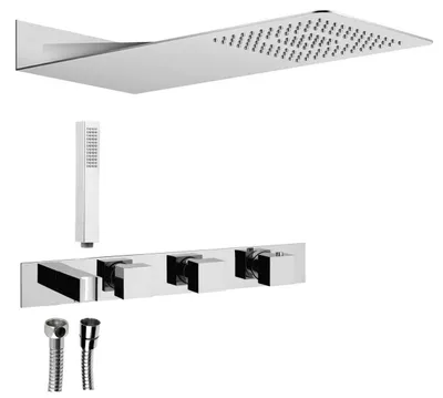 Produktbild von Sapho Unterputz-Duschset mit Thermostat-Armatur und Duschhalter, 2 Wege, eckig, Chrom
