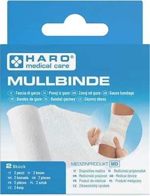 Obrázek produktu pro HARO10013 Gázový elastický obvaz bílý 60 mm x 4,0 m sada 2 ks