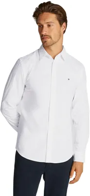 Zdjęcie produktu dla Koszulka męska Tommy Hilfiger, krój Flex Poplin, kołnierzyk typu Kent, idealna do biznesu, kolor biały (Optic White)