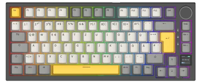 Zdjęcie produktu dla Mechaniczna klawiatura niemiecka QWERTZ - Bezprzewodowa, 3 tryby połączenia - Kompaktowy układ (75%) - Podświetlenie RGB