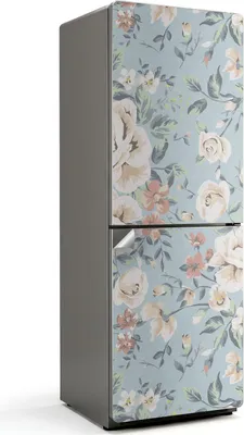 Produktbild von Blumenmuster in Aquarell – Kühlschrank Aufkleber – Klebefolie Kühlschrank – Kühlschrank Dekor – Kühlschrankfolie selbstklebend – Küchen Dekoration – 70x190 cm