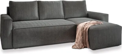 Produktbild von Masseno Ecksofa POTARO mit Schlaffunktion L-Form, Sofa mit Bettkasten, Wohnzimmersofa, Couch, Soffa, Bettsofa, Couchgarnitur- Grau, POSO 60