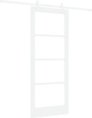 Zdjęcie produktu dla vidaXL Drzwi przesuwne, białe, 83 x 202 cm, lite drewno sosnowe i szkło