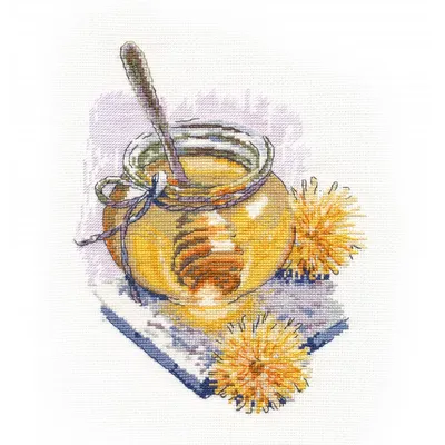 Productafbeelding van Stikset "Lentebloemenhoning", telpatroon, 16x22 cm