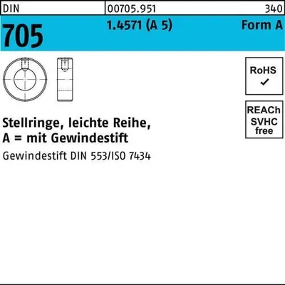 Produktbild von Reyher  Stellringe DIN 705 1.4571 A 12 A 5 (10 Stück)