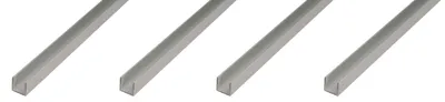 Immagine prodotto di Alberts, 4 profili a U, alluminio, dimensioni 12 x 8,6 x 12 x 1,3 mm, lunghezza 2 m, finitura argento anodizzata
