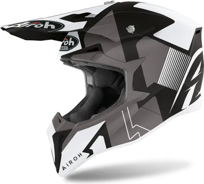 Produktbild von Crosshelm Schutzhelm Motorradhelm AIROH Wraap Raze Weiß Grau Schwarz Größe XS
