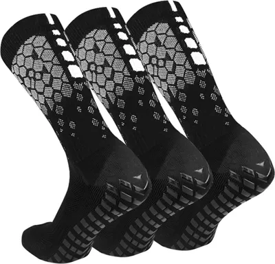Produktbild von Fußball Socken 3 paar Fußballsocken Unisex Socken | Anti-Rutsch-Design | Universal EU 38-45 | Stutzen Fussball Herren Frauen Kinder, Tape Design Sportsocken Männer (Schwarz)