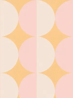 Produktbild von Vliestapete mit Kreismuster Retro-Design – Orange, Beige, Rosa