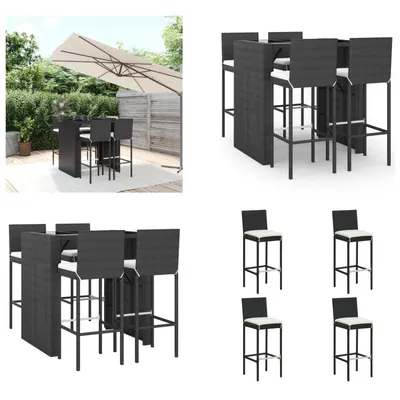 Immagine prodotto di vidaXL Set bar da giardino 5 pezzi con cuscini in poly rattan nero - Set bar da giardino - Set bar da giardino - Set bar da giardino - Bar da giardino